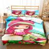 Set Biancheria da Letto Corto con Fragole Cartoni Animati Stampa 3D per Bambini e Bambine Copripiumino Federa Dimensioni Singolo, Matrimoniale, King, Matrimoniale Completo