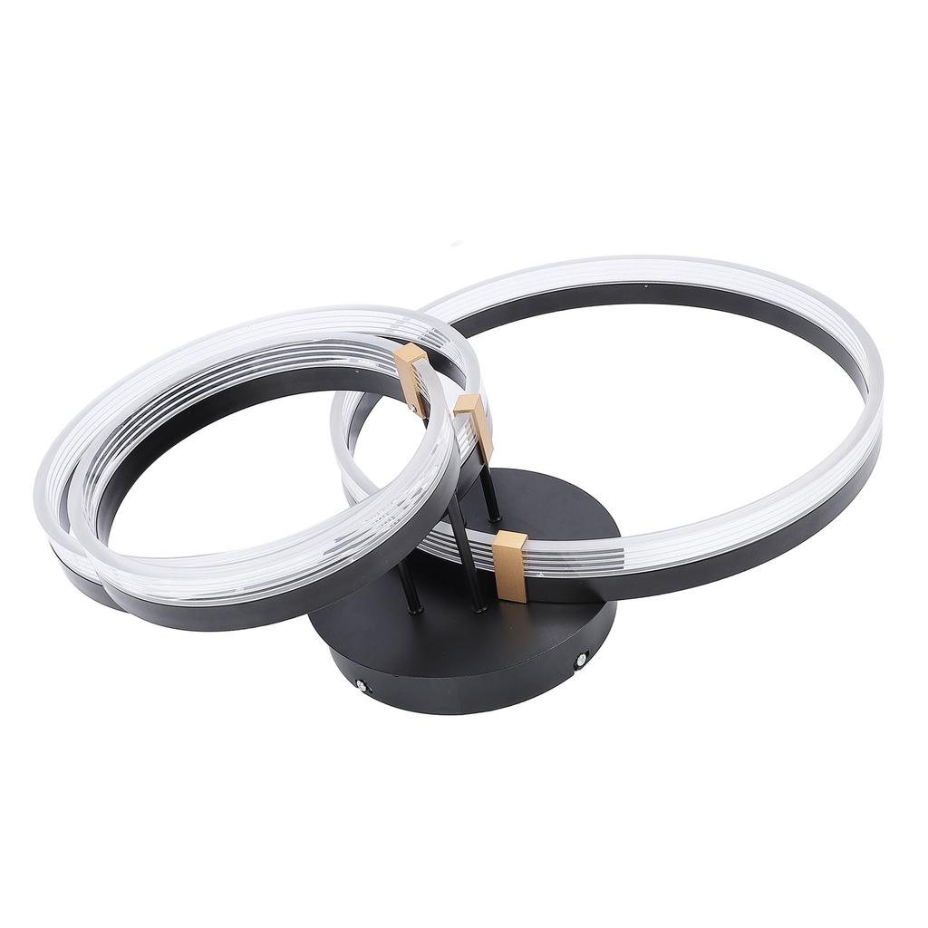 Modern Ceiling Light Fixture Living Room Bedroom Hanging 3 Rings Dimmable Flush Mount Lamp with