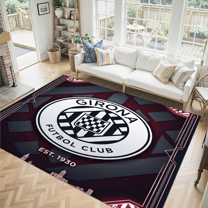 Girona FC Design Crystal Velvet Carpet Cozy Non?Slip Printed Rug For Bedroom Living Room Entrance