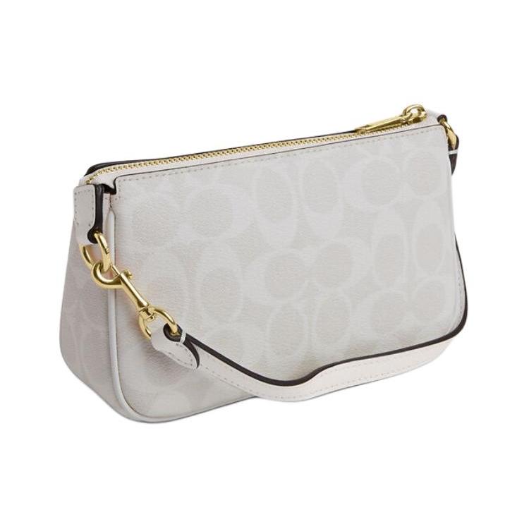 COACH Nolita Signature Coated Canvas Shoulder Bag, Pochette, Handbag, Shoulder Bag Small Women's Chalk White CS442-IMRFF