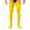 Men Glossy See-through Stockings Thin Shiny Solid Color Stretchy Sheer Thigh High Socks