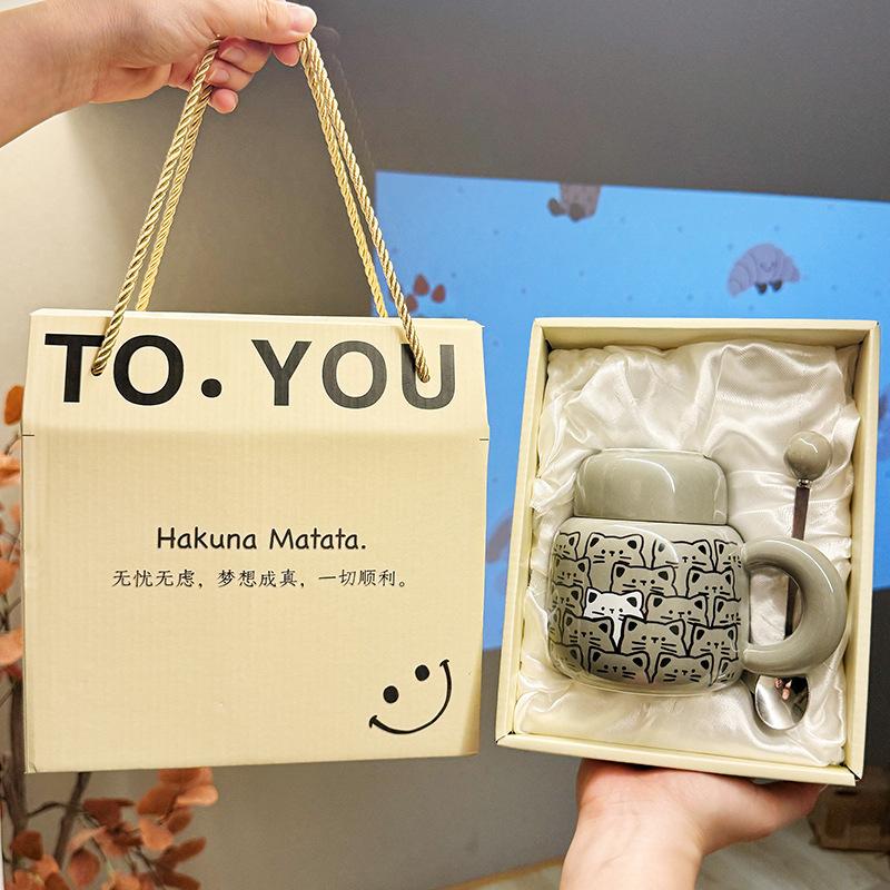 Souvenir Mädchen Niedliche Keramiktasse Katze Wasserbecher Kreative Praktische Tasse Herren Kaffeetasse Geschenk