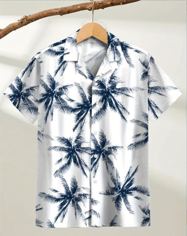 Emptio Regular Short Business Dress Office Cool Feeling Aloha-Style Shirt, Beach, Collared, Refreshing, Outdoor, All-Over Print, Collar, Sleeve,