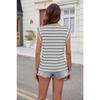 YYFS Modne damskie bluzki i koszule w stylu Casual, letnia, wiosenna w paski, z krótkim rękawem i dekoltem w kształcie litery V