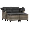 Vidaxl 2-Os. Gartensofa, Dach und Fußstützen, Hellgrau, Rattan PE