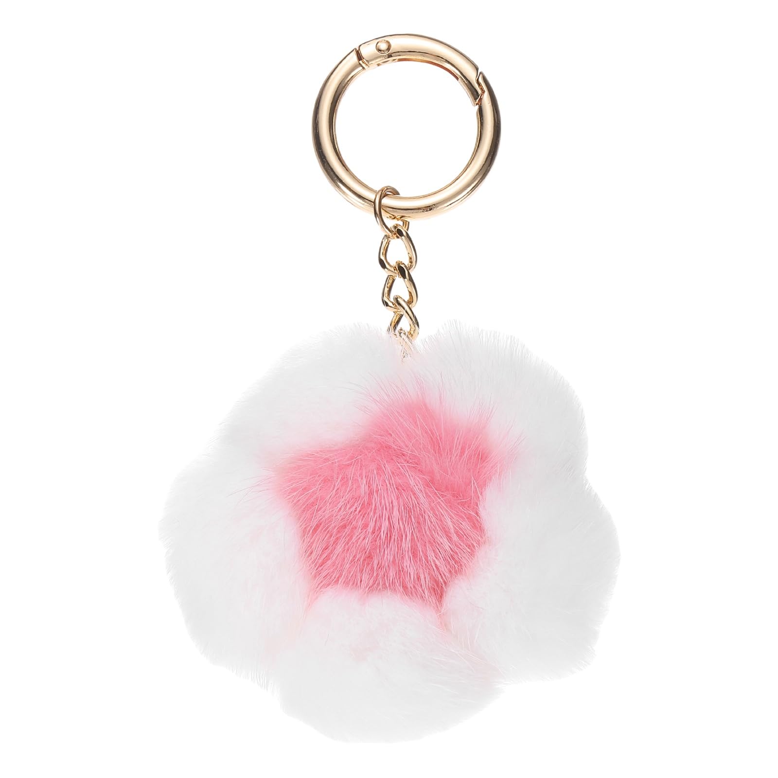 

uxcell 5.1 Flower Plush Keychain, Mink Fur Pompom Flower Bag Decoration, Car Keyring with Rex Floral Petite Pendant, Bag Decoration, Handbag Buckle,