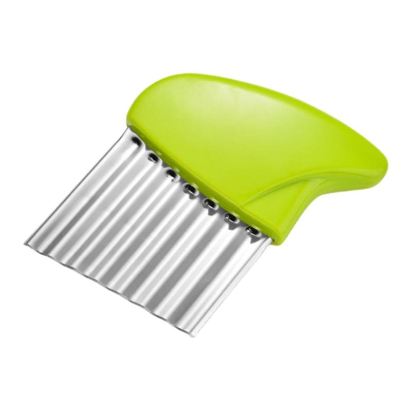 

Vegetable Fruit Crinkle Wavy Slicer Potato Cutter Stainless Steel Potato Chip Slicer Kitchen French Fry Maker Tool зелений