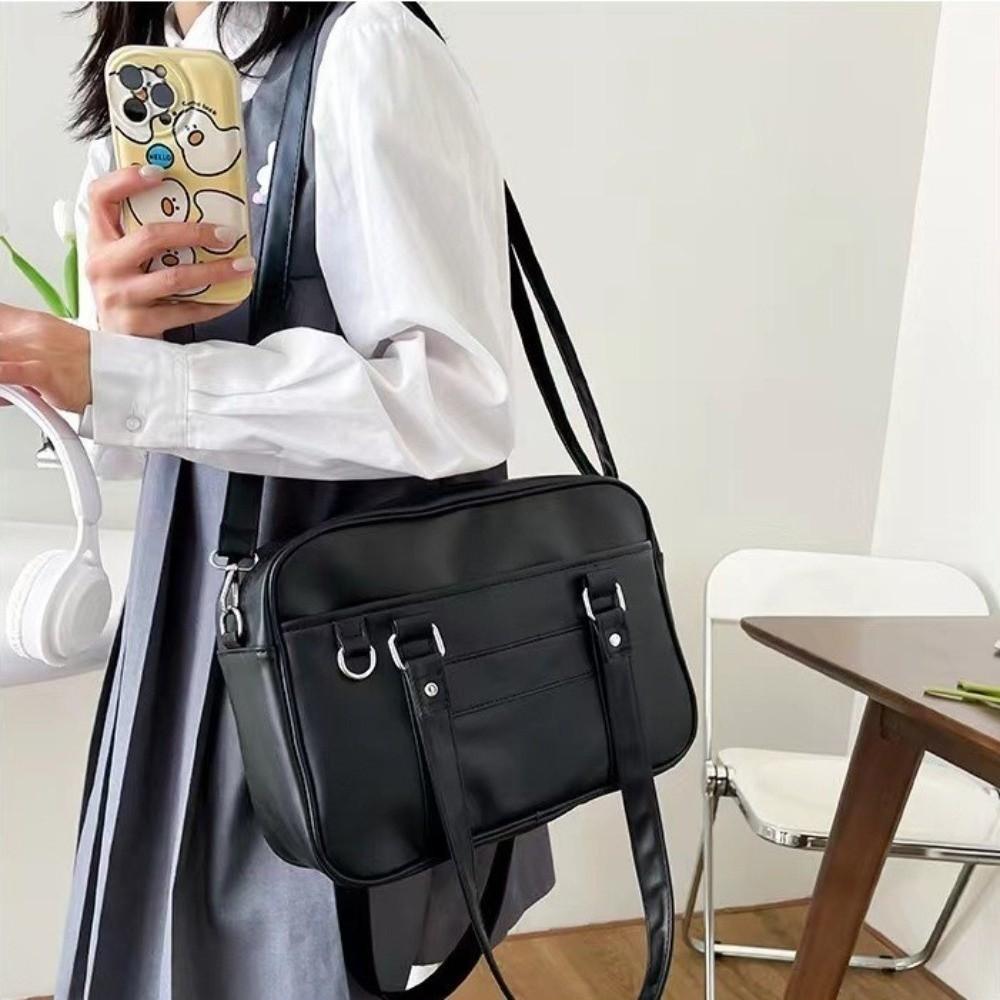 Casual PU Leather Jk Shoulder Bag Big Capacity Japanese Style PU Handbag Adjustable Strap Crossbody Bag Anime Convention