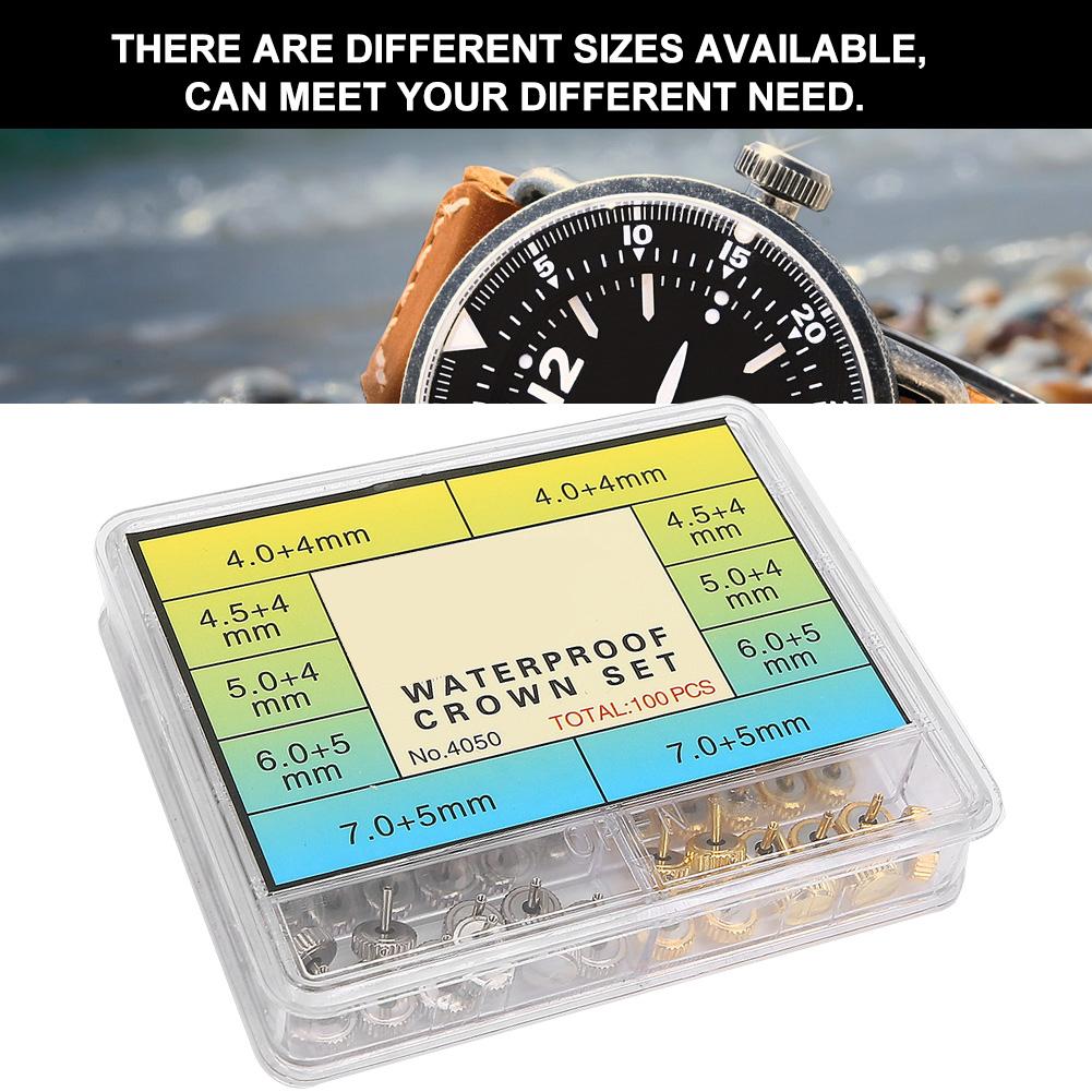 Professional Watch Crown Set Accessory Repairing Replacement Tool Kit with Box