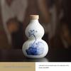 Ancient Style Chinese Ceramic Gourd Wine Bottle with Portable Mesh Bag for Cold Brew
