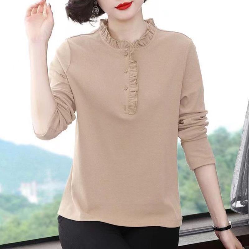 Women s Double-Sided German Fleece Top with Lace Button Collar - Thickened, Warm, and Fashionable for Autumn and Winter L