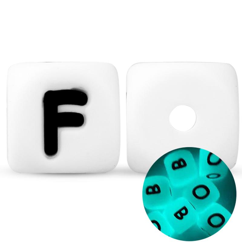 50Pcs 12mm Glow In the Dark English Alphabet Letter Beads Luminous Silicone Letters Beads for Baby Teething Chew Toy Shower Gift