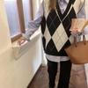 Sweater Vests Women  Autumn Winter  Basic Ladies Diamond Print Knitting Waistcoat