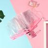 Automatic Folding Umbrella - Compact 3-Fold Clear PVC Canopy with Colorful Handle