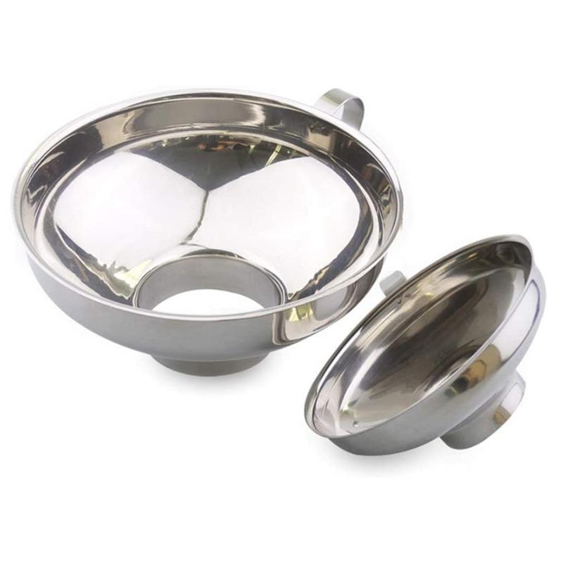 Wide Mouth Liquid Funnel for Jars Stainless Steel Canning Funnels Flask Filter for Oil Wine Water Spices Kitchen Tools Gadgets