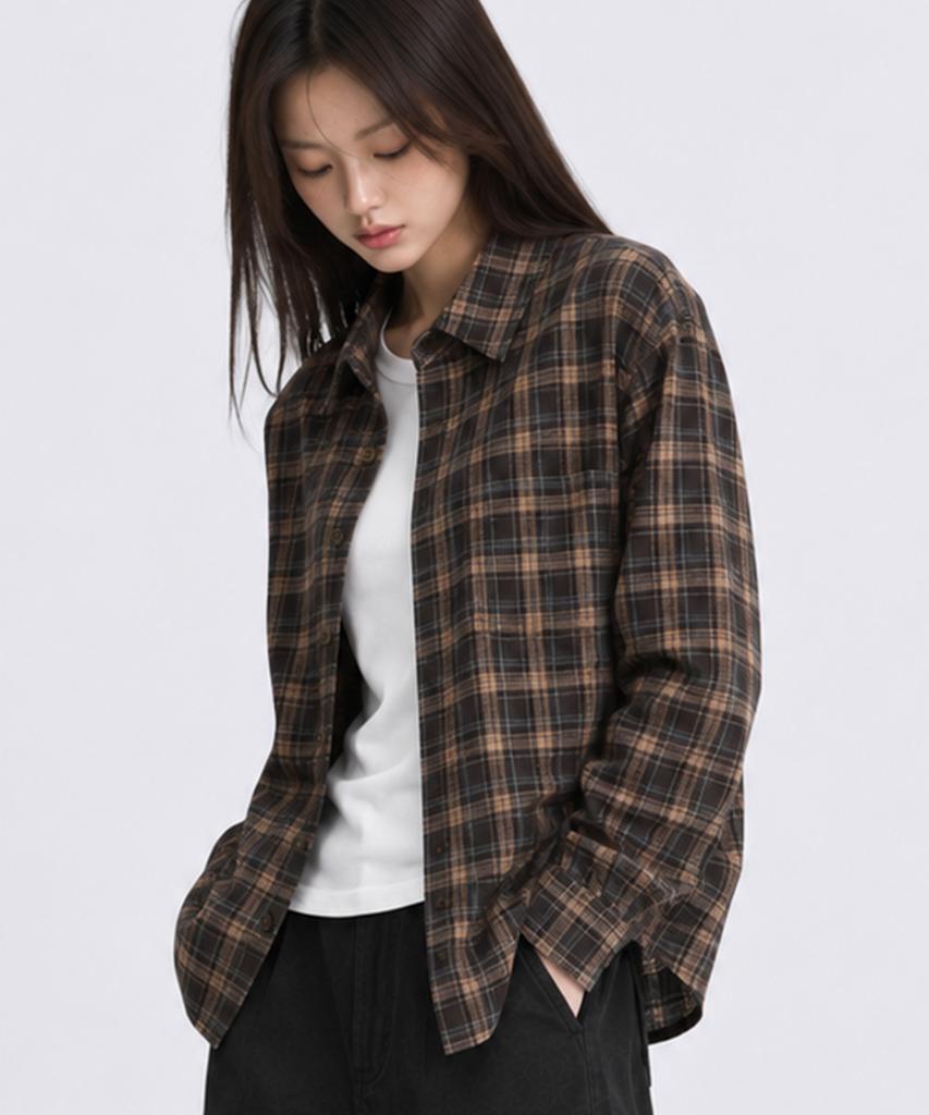 ATEZ Essential Check Crop Shirt [Brown]