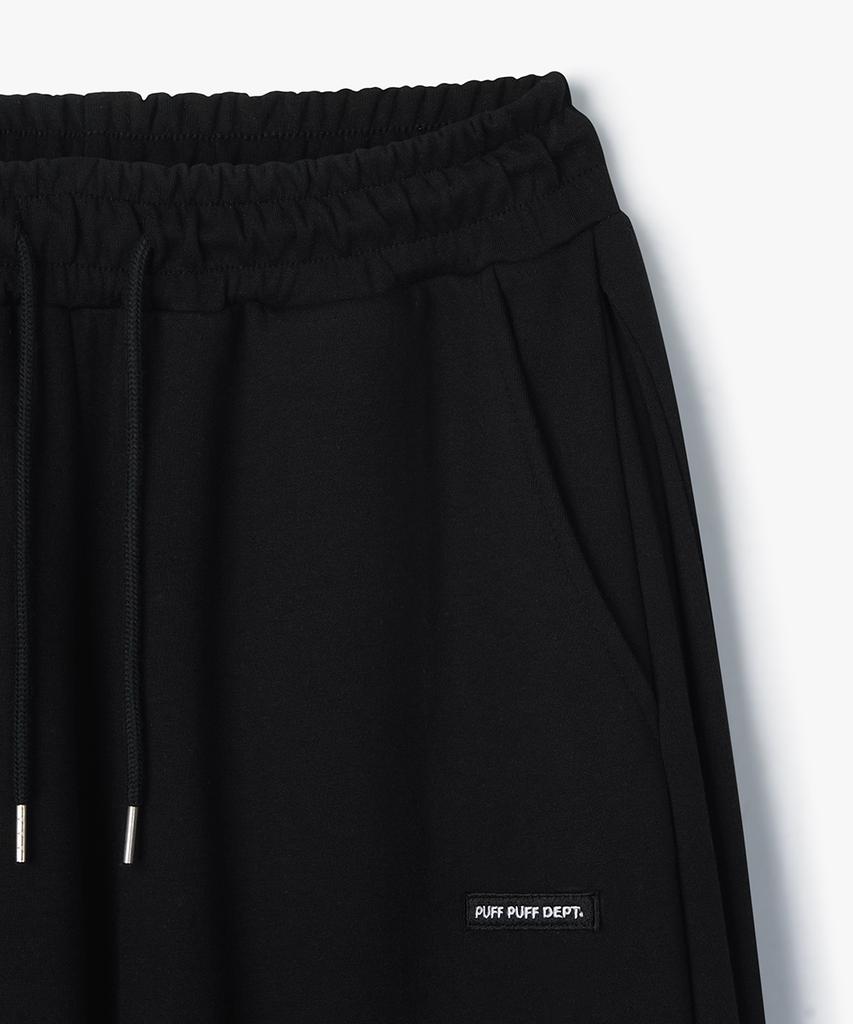 Peopeupeopeudebteu Side Pleats Wide String Sweat Pants Black