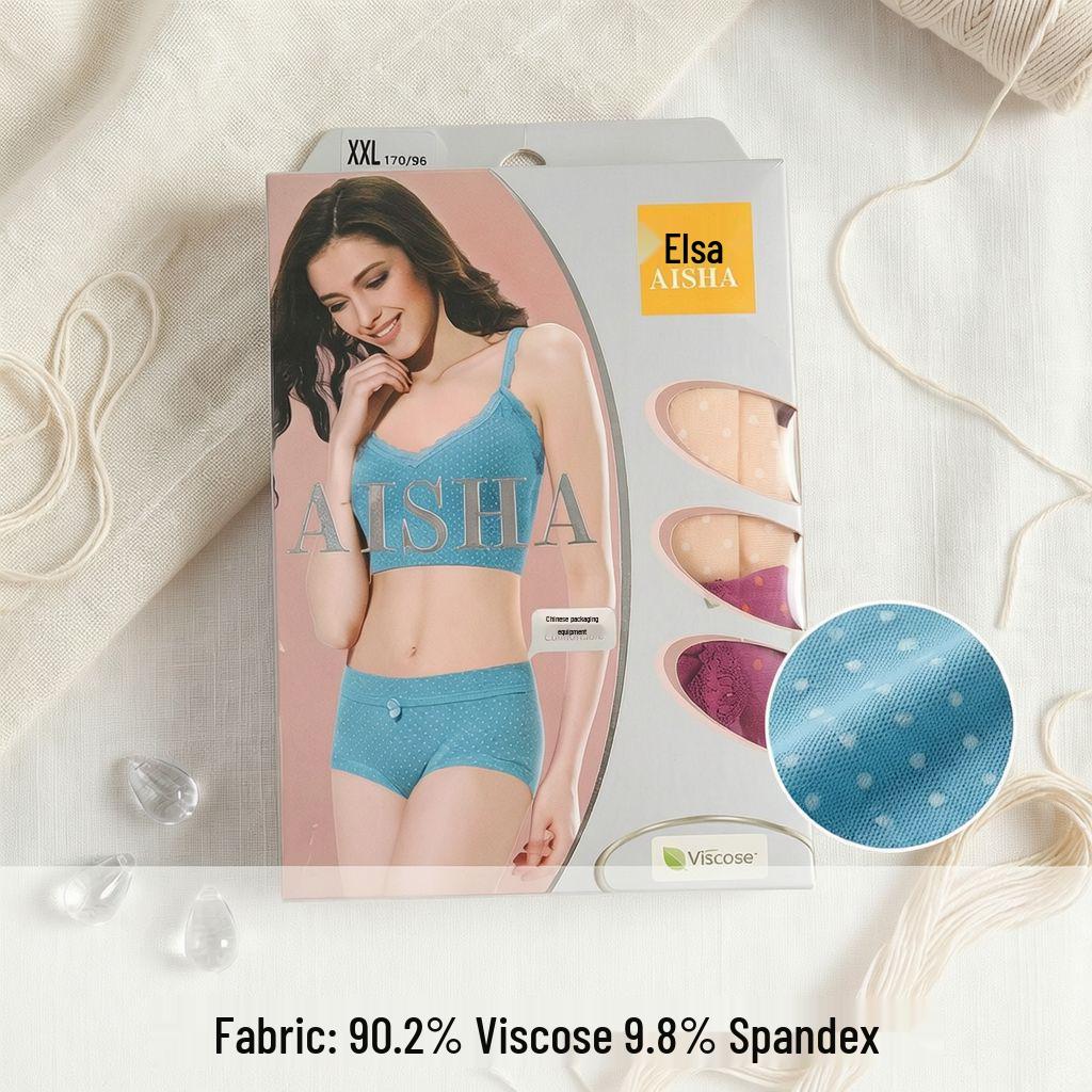 2er-Pack Elsa Bambusfaser Damen Atmungsaktive Hüftformende Slips mit Flachem Bein