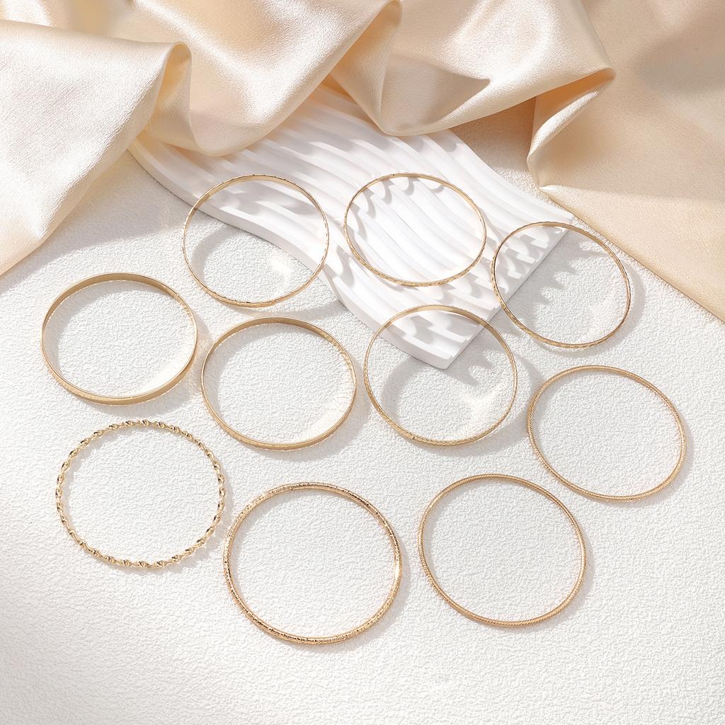 10 Stück Punk Geometrie Goldfarbe Armbänder Set für Damen Mode Charm Armbänder Armreifen Vintage Schmuck Accessoires