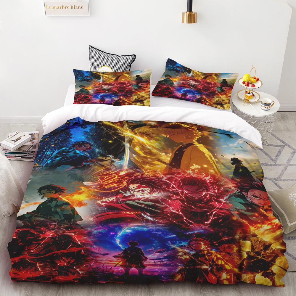 Duvet Covers Japan Anime 3D Printed Kawaii Demon Slayer Bedding Set Duvet Covers Comforter Bedding Sets Bedclothes Bed Home