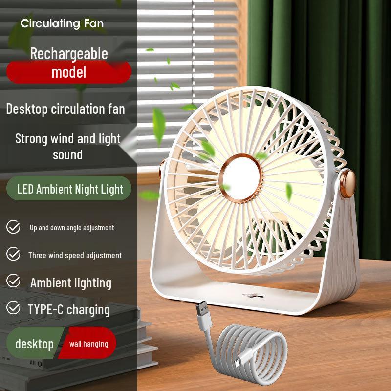 

6-Inch Portable Rechargeable Mini Desktop Fan with Strong Wind for Home or Dorm Use 175*92*175 mm