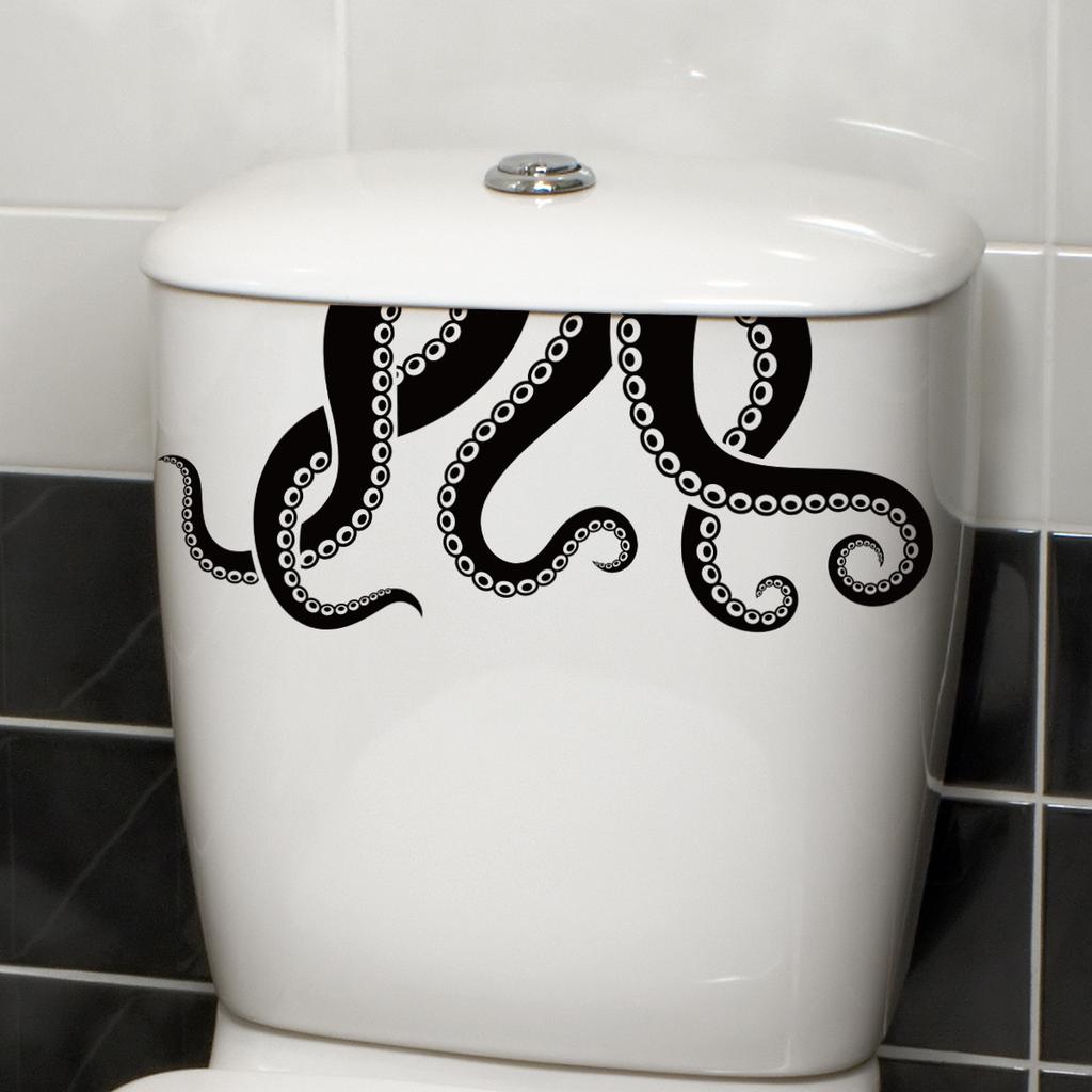 Whimsical Octopus Toilet Stickers, Waterproof Removable Self-Adhesive Decals for Bathroom Wall Decor