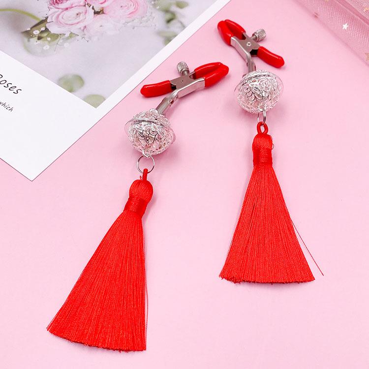 Tassel Palace: Wearable Nipple Clamps with Charms - Erotic SM Accessories for Women