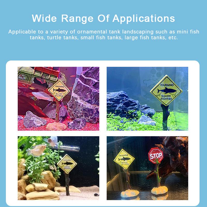 Resin Aquarium Decoration Ornaments Artificial Shark Warning Sign Accessories