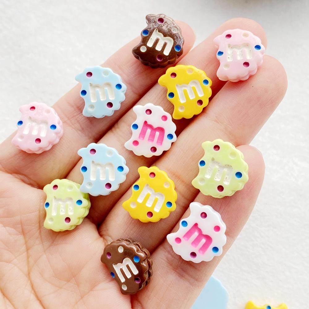30pcs Colorful Kawaii Cartoon Gap M Bean Flat Bottom Cookie Flat back Resin Scrapbooks Figurines DIY Decor Crafts