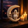 Holiday Souvenir Halloween Ghost Swing Figurine, Spooky On A Moon Statue, Unique Ornament Resin Gothic Home Decoration for Desktop, Mantel, Fireplace,