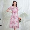 Romantic and High-end Printed V-neck A-line Dress for Women In the Summer of 2025, with a High Waist To Show Off Weight and Temperament