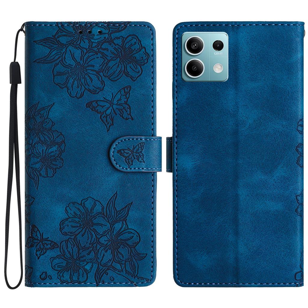 For Xiaomi Redmi Note 13 5G Case Butterfly Flower Pattern Skin-Touch Anti-Drop Leather Phone Cover