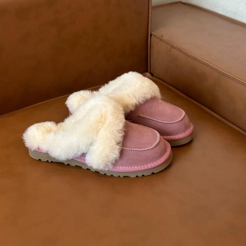 Blue Cabinet, Fluffy Slippers for Women's Outer Wear 2025 New Comfortable and Simple Casual Lazy Piled Cotton Slippers for Women