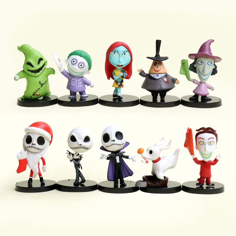10ks Nightmare Sally Jack Skellington Vánoční PVC Model Vinylová Figurka Halloween Dárek Akční Figurka Hračky