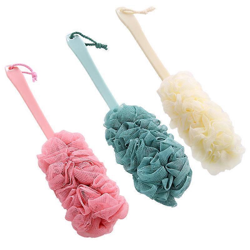 3pcs Long Handle Bath Flower Scrubber Colorful Body Brush Exfoliating Shower Brush