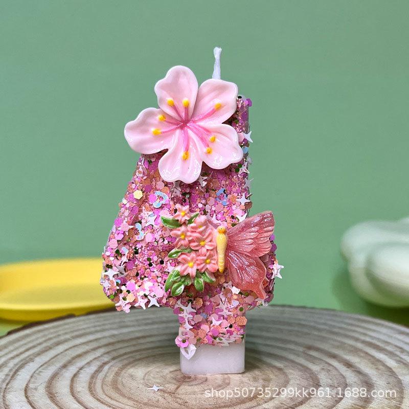 Flower Butterfly Number Candle, Birthday Topper Decoration for Party Celebration