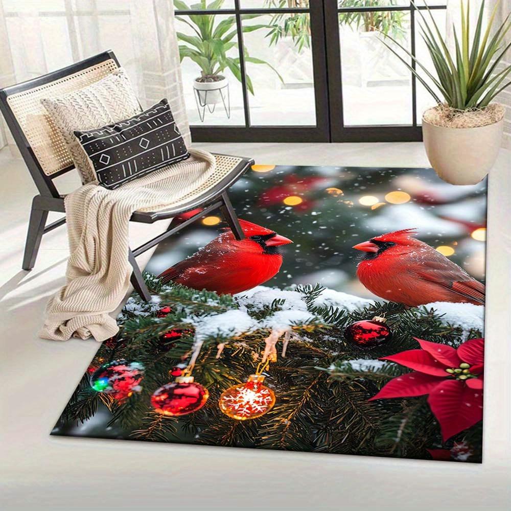 1pc Two Cardinals Area Rug, Slip-Resistant, Easy-Clean, Stain-Resistant, Perfect for Cozy Living Rooms, Bedrooms, Kitchens, Offices, and Hol