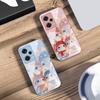 Cute pink twin rabbits For Redmi Note 10 10T 11 12 13 14 11T 11S 12 14 Pro Plus A4 14C A3 A3x K40 Gaming Tempered Phone Case