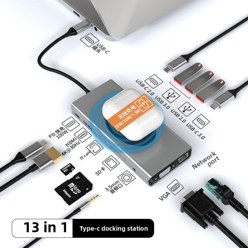 Type C Docking Station USB 3 0 Hub with RJ45 Gigabit Ethernet Adapter Multiport Expander for Laptop MacBook