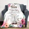 1pc To Niece Love Envelope Blanket, Lightweight Flannel Throw For Sofa, Bed, Travel, Camping, Livingroom, Office, Couch, Chair, And Bed,