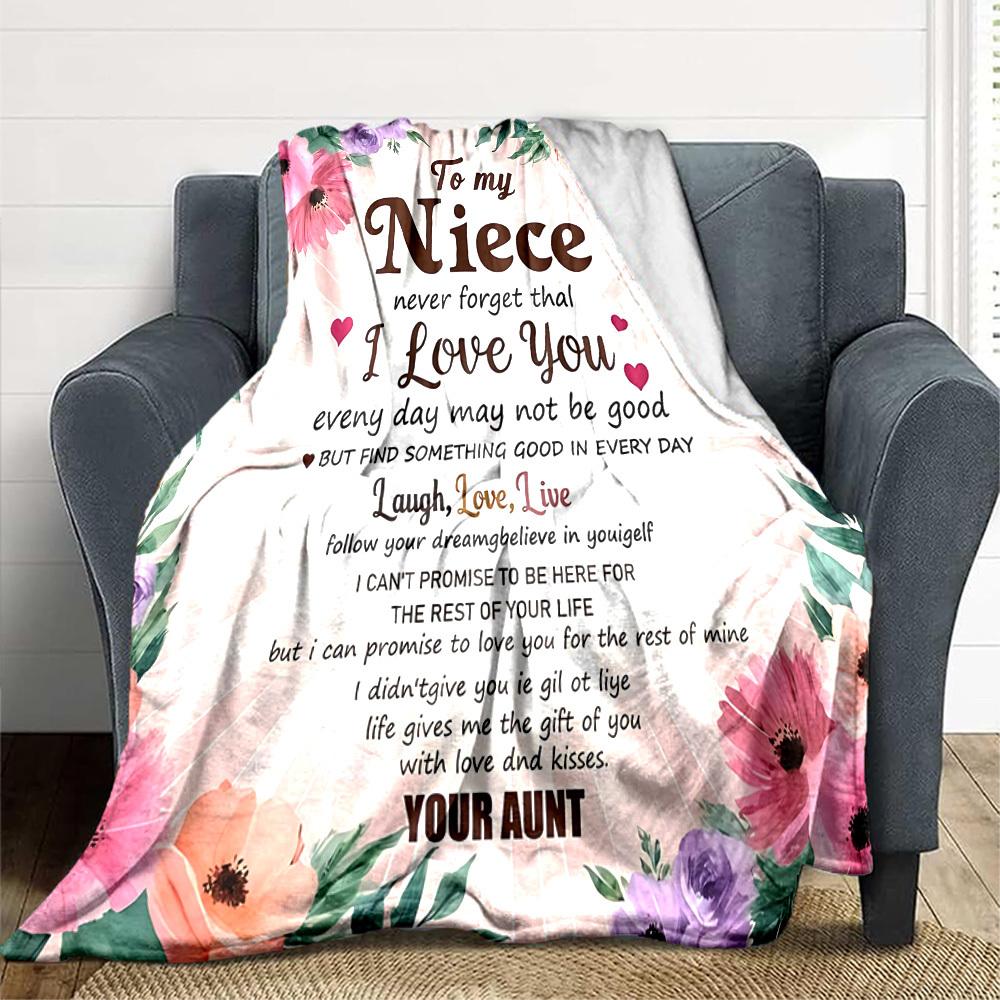 1pc To Niece Love Envelope Blanket, Lightweight Flannel Throw For Sofa, Bed, Travel, Camping, Livingroom, Office, Couch, Chair, And Bed,