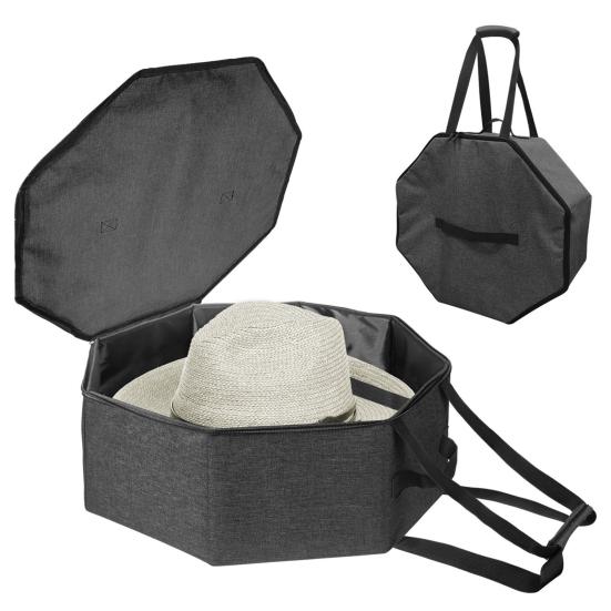 Hat Box with Handle Design Zipper Closure Extra Large Capacity Men Women Hat Storage Bag Home Travel Hat Organizer