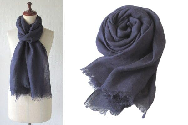 all over the Large Linen Unisex Shawl for Men and Navy Blue [.a world] 100% Stole, Women,