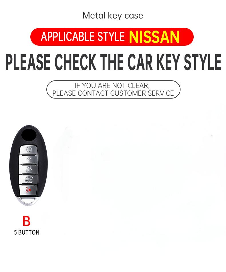5 Button Zinc Alloy Car Key Case for Nissan Patrol Versa Maxima Altima Rogue Armada Sentra Murano Leaf Sunny X-Trail Qashqai