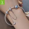 Heart-Shaped Fringed Silicone Positioning Safety Chain, Exquisite Nano Opal S925 Silver Bracelet String Decoration