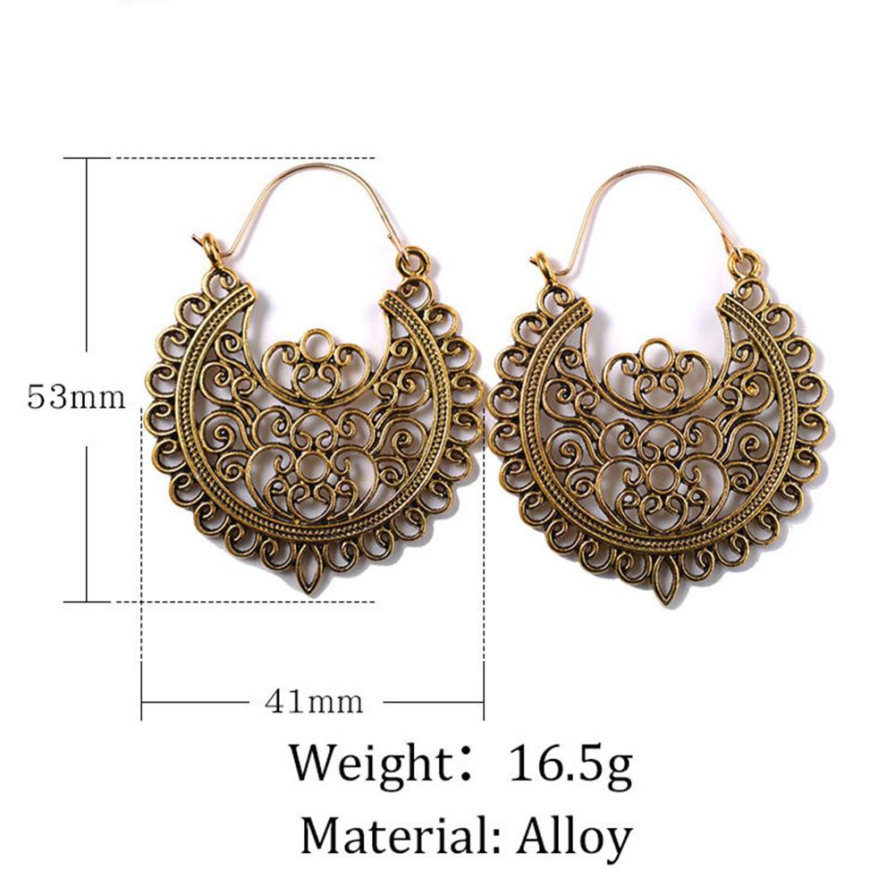 Women Retro Bohemia Carved Flower Hollowed Drop Hanging Earrings Fashion Jewelry Gift