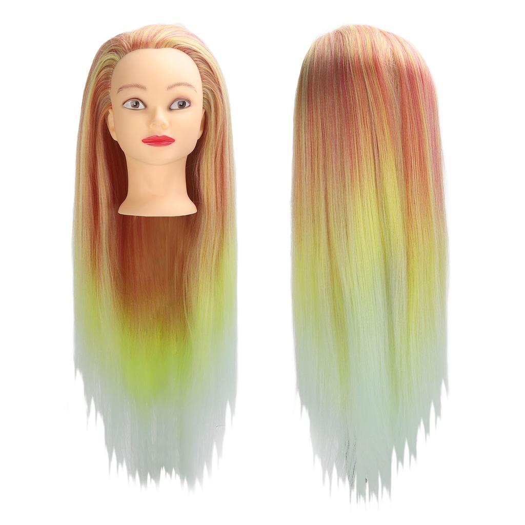Hairdressing Mannequin Head Synthetic Braiding Hair Hairdresser Head Gradient Orange Yellow