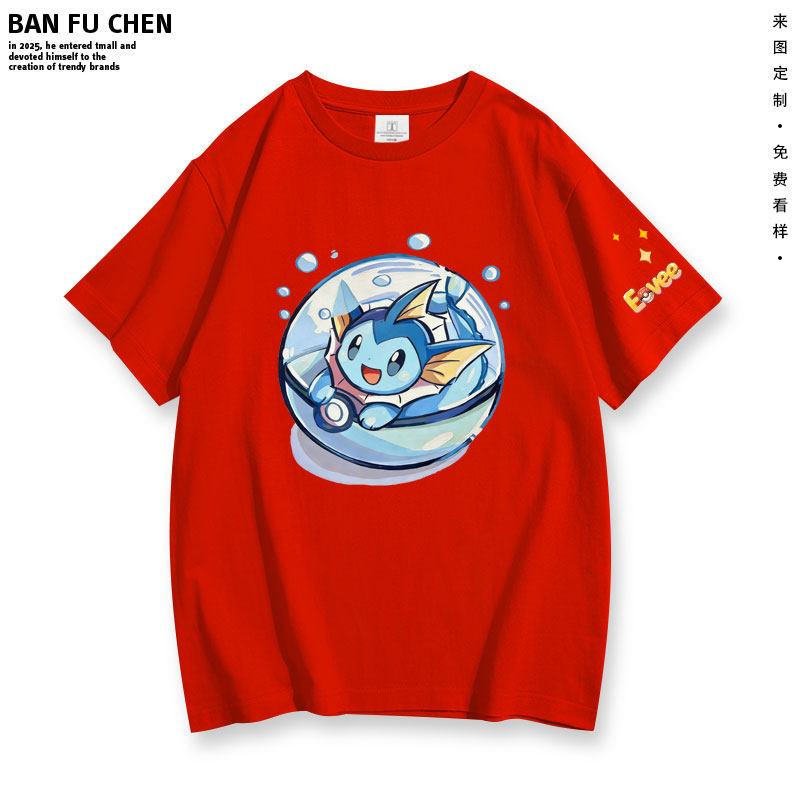 ZX Pokémon Cute Print ShortSleeved TShirt for Children in Summer  Family and ParentChild Clothing  Loose HalfSleeved Design
