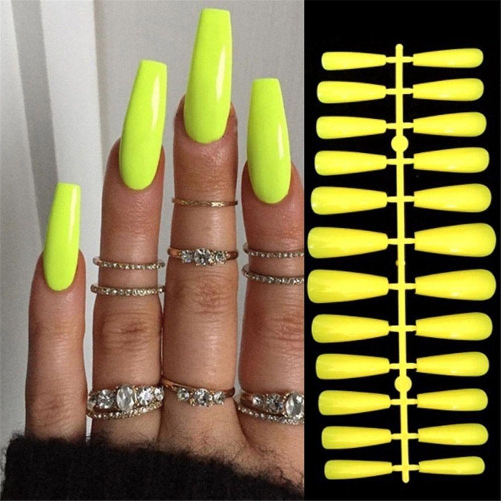 24Pcs/Set Matte Manicure Extension False Nails Nail Tips Coffin Fake Nail Ballerina Nail