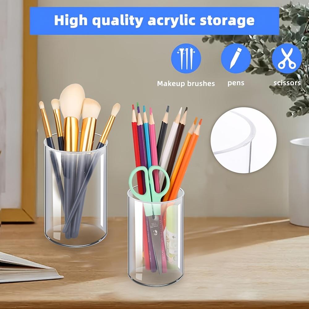 Set of 4,6 Transparent Acrylic Pen Holders, Round Design, Perfect for Organizing Pencils Or Makeup Brushes on Your Desk